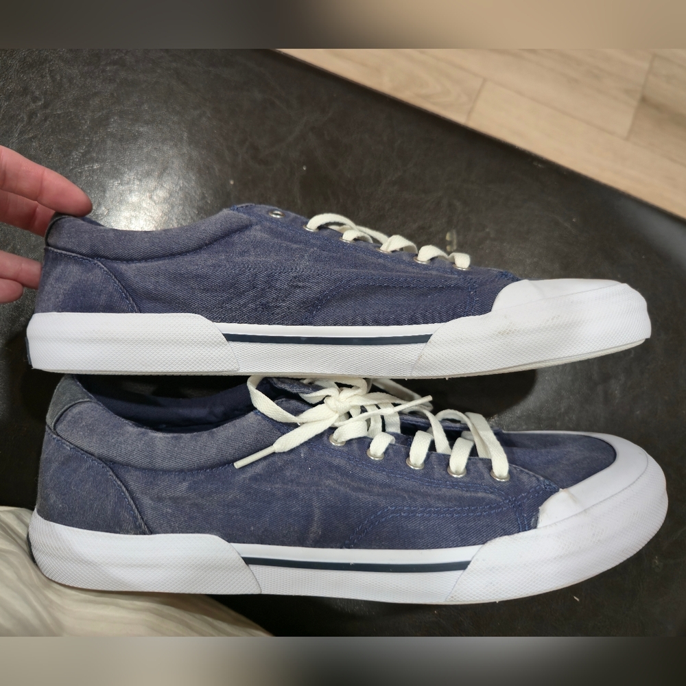 Sperry Navy Canvas Sneakers with White Accents - Picture 2 of 6